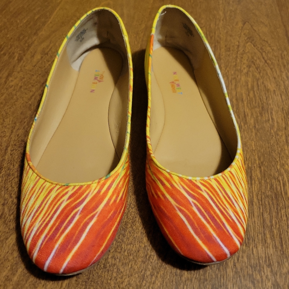 Nine West Brasil Our Love Rainbow Tropical Ballet Flats Canvas Fabric Womens 9.5